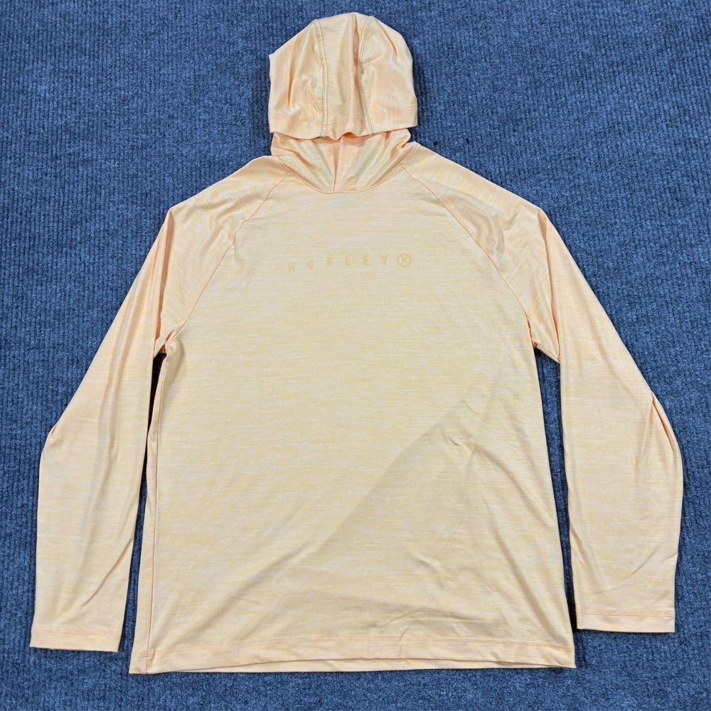 Hurley Dri Fit Hooded Long Sleeve Performance Shirt Mens Size Large Light Orange